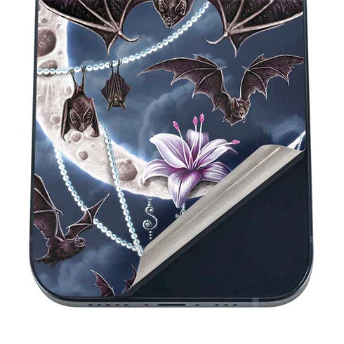 Gothic Moon with Bats and Flowers by Sarah Richter iPhone 16 Skin