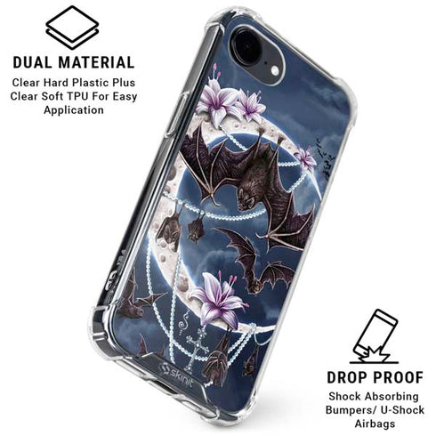 Gothic Moon with Bats and Flowers by Sarah Richter iPhone 16e Clear Case