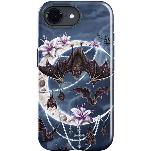 Gothic Moon with Bats and Flowers by Sarah Richter iPhone 16e Impact Case