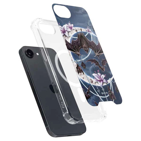Gothic Moon with Bats and Flowers by Sarah Richter iPhone 16e MagSafe Case