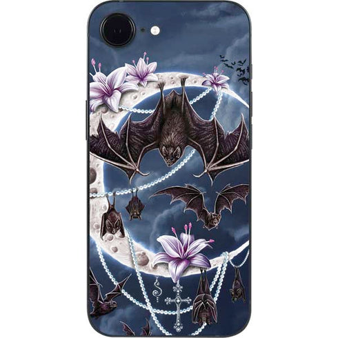 Gothic Moon with Bats and Flowers by Sarah Richter iPhone 16e Skin
