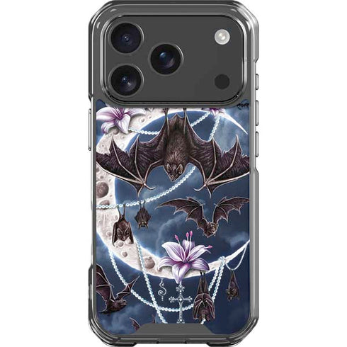 Gothic Moon with Bats and Flowers by Sarah Richter iPhone 18 Pro Clear Case