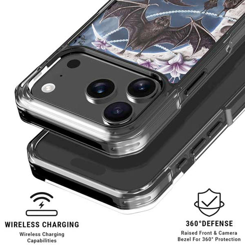 Gothic Moon with Bats and Flowers by Sarah Richter iPhone 18 Pro Clear Case