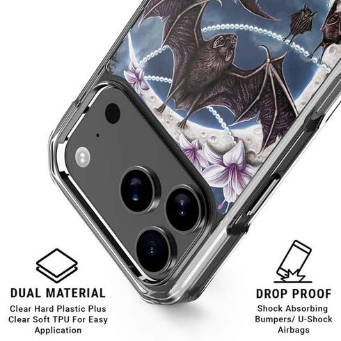 Gothic Moon with Bats and Flowers by Sarah Richter iPhone 18 Pro Clear Case
