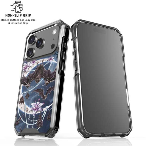 Gothic Moon with Bats and Flowers by Sarah Richter iPhone 18 Pro Clear Case
