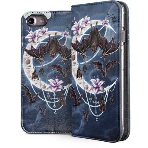 Gothic Moon with Bats and Flowers by Sarah Richter iPhone 7 Folio Case