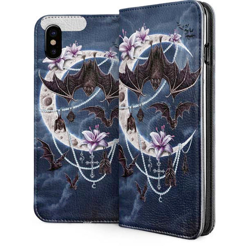 Gothic Moon with Bats and Flowers by Sarah Richter iPhone 8 Folio Case