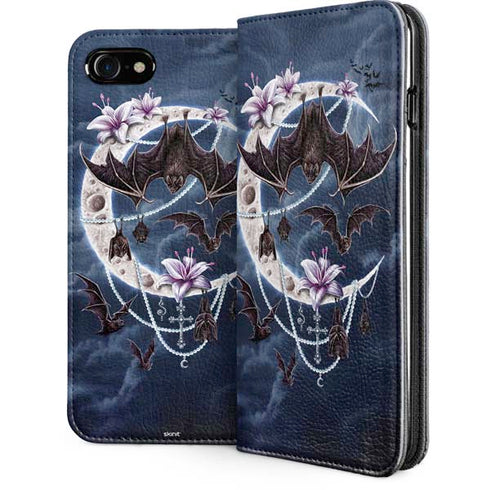 Gothic Moon with Bats and Flowers by Sarah Richter iPhone Cases