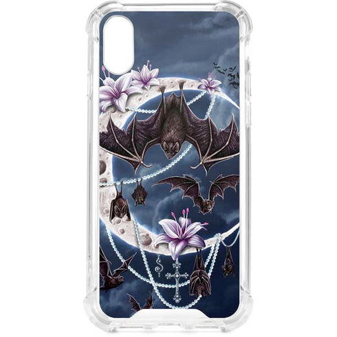 Gothic Moon with Bats and Flowers by Sarah Richter iPhone XS Clear Case