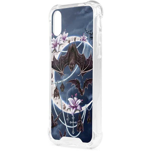 Gothic Moon with Bats and Flowers by Sarah Richter iPhone XS Clear Case