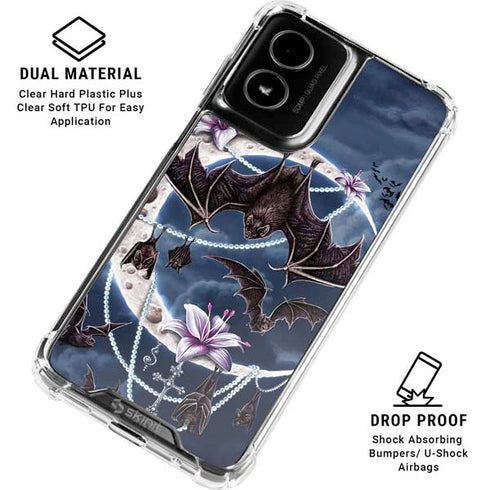 Gothic Moon with Bats and Flowers by Sarah Richter Moto G Power 5G (2024) Clear Case
