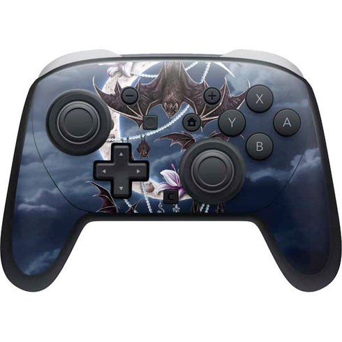 Gothic Moon with Bats and Flowers by Sarah Richter Nintendo Switch 2 (2025) Pro Controller Skin