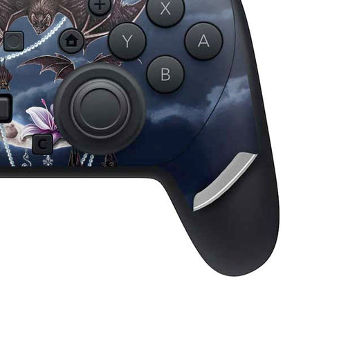 Gothic Moon with Bats and Flowers by Sarah Richter Nintendo Switch 2 (2025) Pro Controller Skin