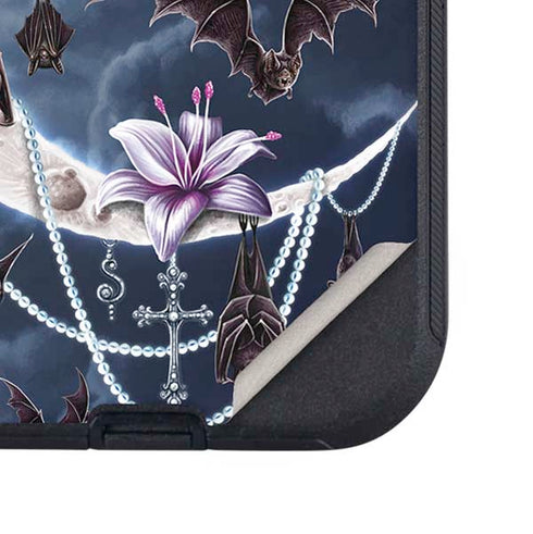 Gothic Moon with Bats and Flowers by Sarah Richter Otterbox Defender iPhone Skin