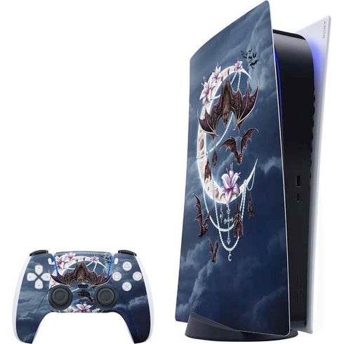 Gothic Moon with Bats and Flowers by Sarah Richter PlayStation PS5 Skins