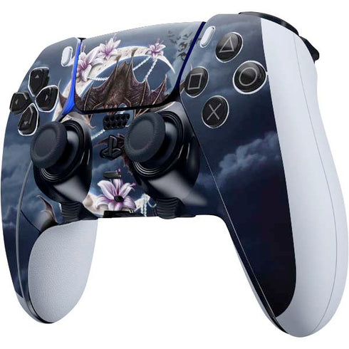 Gothic Moon with Bats and Flowers by Sarah Richter PS5 DualSense Edge Pro Controller Skin