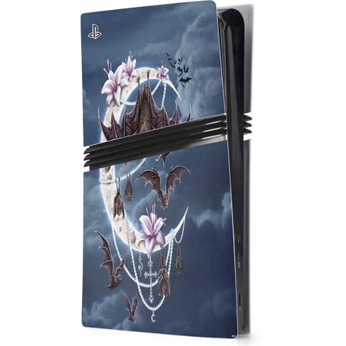 Gothic Moon with Bats and Flowers by Sarah Richter PS5 Pro Console Skin