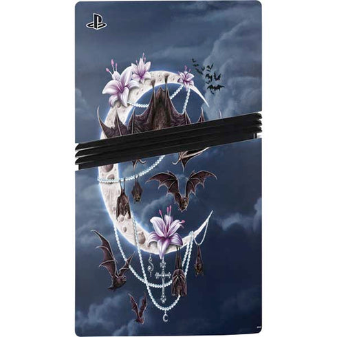 Gothic Moon with Bats and Flowers by Sarah Richter PS5 Pro Console Skin