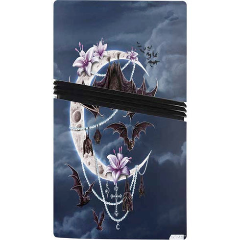 Gothic Moon with Bats and Flowers by Sarah Richter PS5 Pro Console Skin
