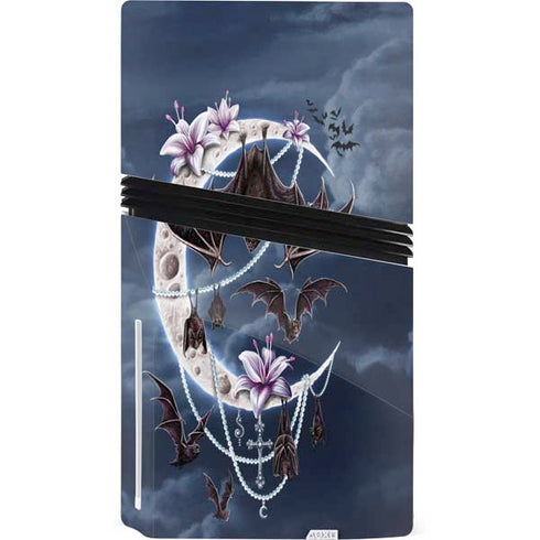 Gothic Moon with Bats and Flowers by Sarah Richter PS5 Pro Disk Bundle Skin
