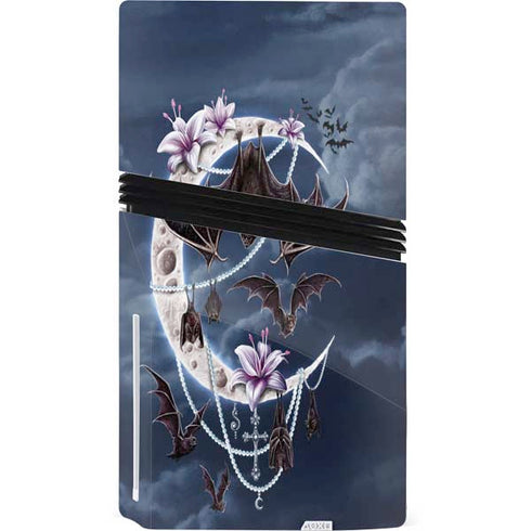 Gothic Moon with Bats and Flowers by Sarah Richter PS5 Pro Disk Console Skin