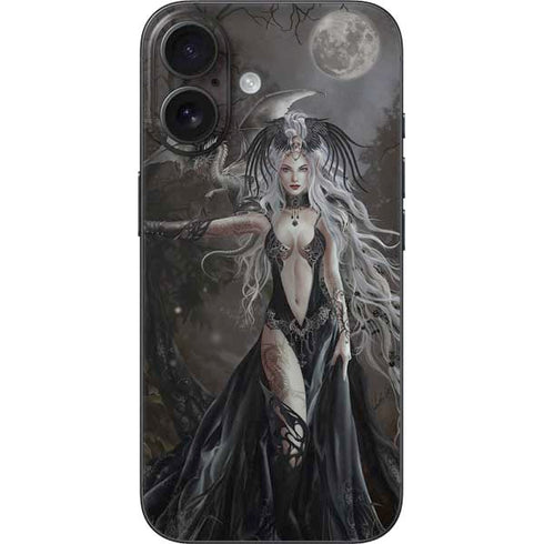 Gothic Princess with Silver Dragon by Nene Thomas iPhone 16 Skin