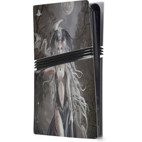Gothic Princess with Silver Dragon by Nene Thomas PS5 Pro Console Skin