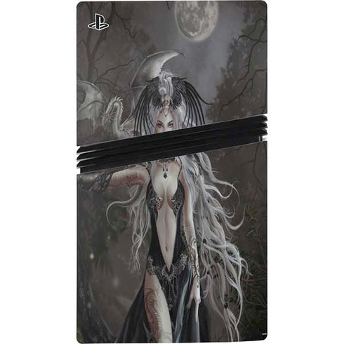 Gothic Princess with Silver Dragon by Nene Thomas PS5 Pro Console Skin