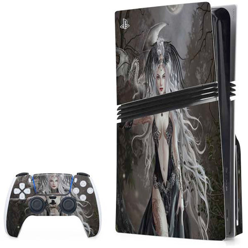 Gothic Princess with Silver Dragon by Nene Thomas PS5 Pro Disk Bundle Skin