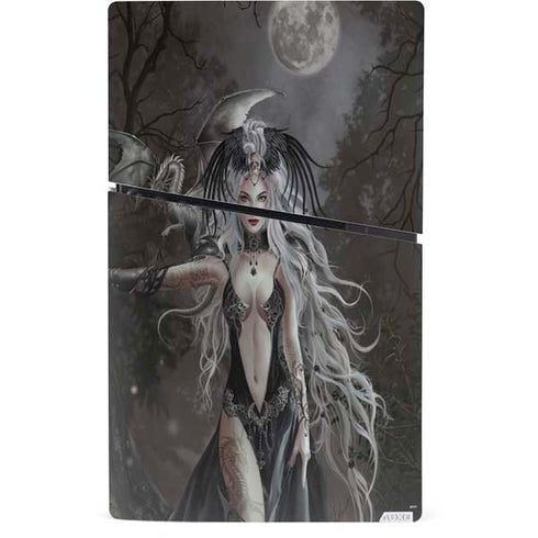 Gothic Princess with Silver Dragon by Nene Thomas PS5 Slim Digital Edition Console Skin