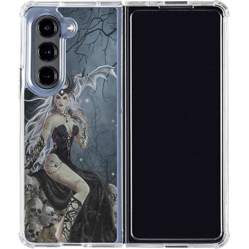 Gothic Queen with Silver Dragon by Nene Thomas Galaxy Z Fold5 5G Clear Case