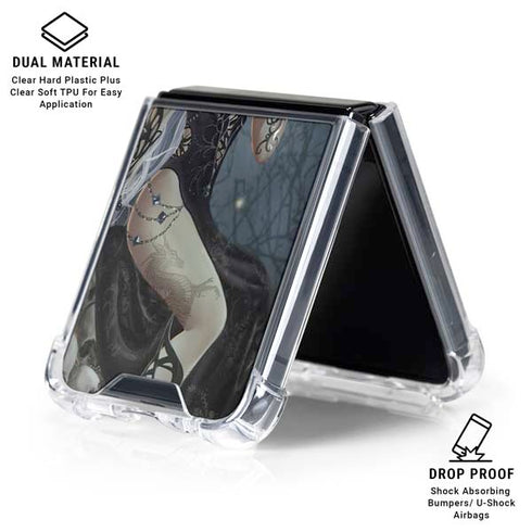 Gothic Queen with Silver Dragon by Nene Thomas Galaxy Z Flip6 Clear Case