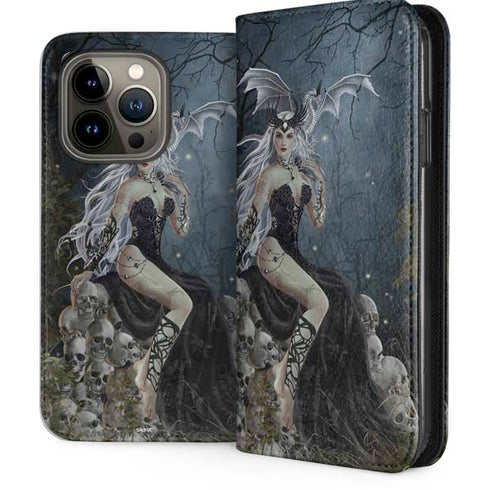 Gothic Queen with Silver Dragon by Nene Thomas iPhone 14 Pro Folio Case