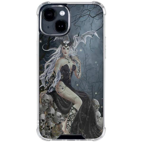 Gothic Queen with Silver Dragon by Nene Thomas iPhone 15 Clear Case