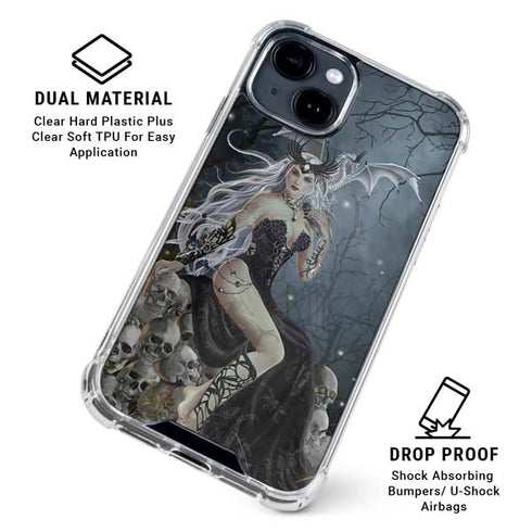 Gothic Queen with Silver Dragon by Nene Thomas iPhone 15 Clear Case