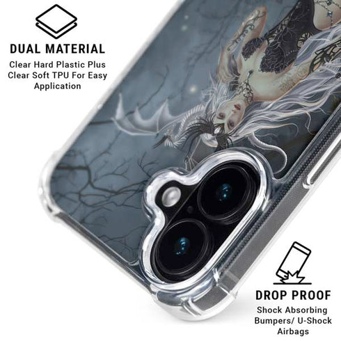 Gothic Queen with Silver Dragon by Nene Thomas iPhone 16 Clear Case