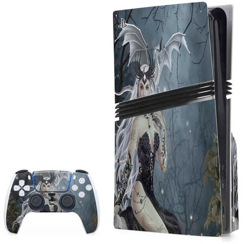 Gothic Queen with Silver Dragon by Nene Thomas PS5 Pro Disk Bundle Skin