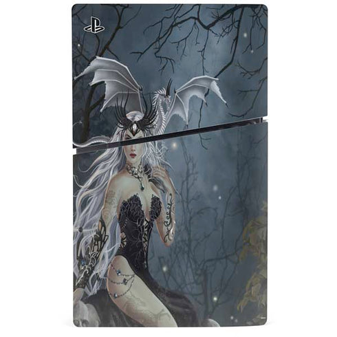 Gothic Queen with Silver Dragon by Nene Thomas PS5 Slim Digital Edition Console Skin