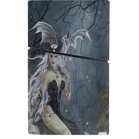 Gothic Queen with Silver Dragon by Nene Thomas PS5 Slim Digital Edition Console Skin