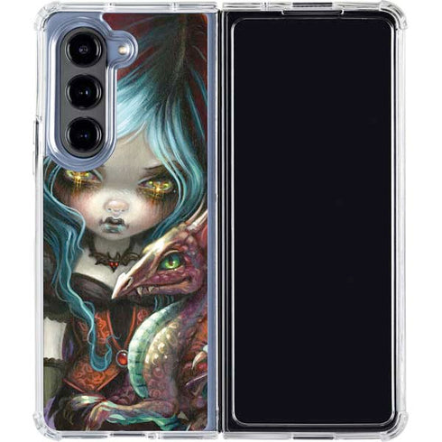 Gothic Vampire Fairy with Dragon & Skulls by Jasmine Becket-Griffith Galaxy Z Fold5 5G Clear Case
