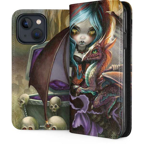 Gothic Vampire Fairy with Dragon & Skulls by Jasmine Becket-Griffith iPhone 13 Folio Case