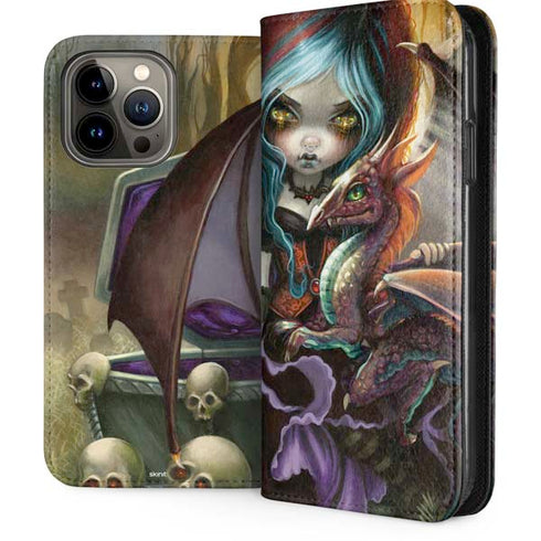 Gothic Vampire Fairy with Dragon & Skulls by Jasmine Becket-Griffith iPhone 13 Pro Max Folio Case