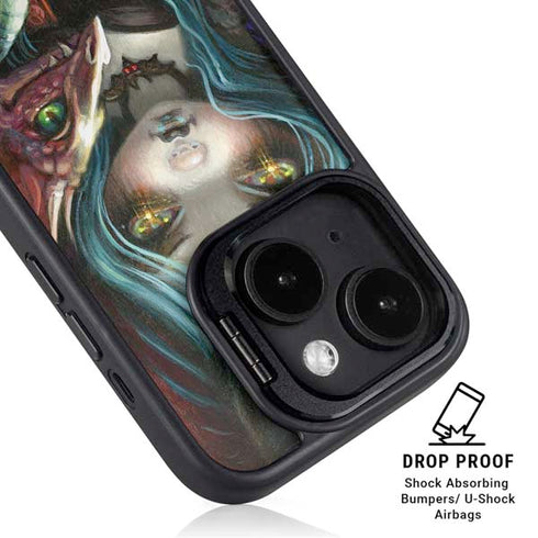 Gothic Vampire Fairy with Dragon & Skulls by Jasmine Becket-Griffith iPhone 14 Plus Kickstand Case