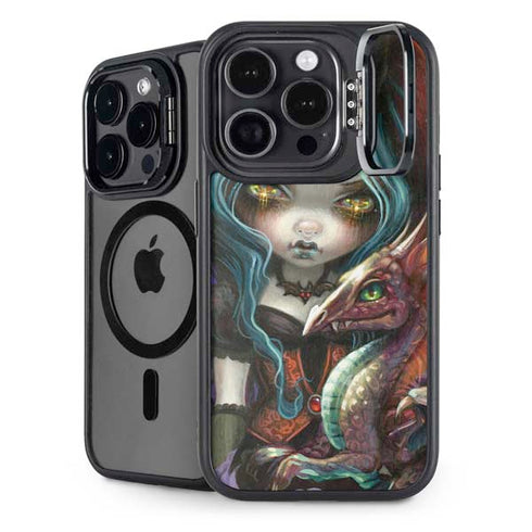 Gothic Vampire Fairy with Dragon & Skulls by Jasmine Becket-Griffith iPhone 14 Pro Kickstand Case