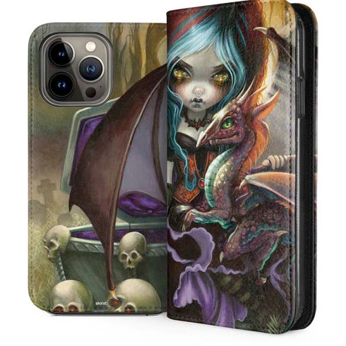 Gothic Vampire Fairy with Dragon & Skulls by Jasmine Becket-Griffith iPhone 14 Pro Max Folio Case