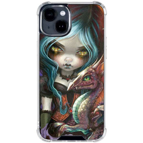 Gothic Vampire Fairy with Dragon & Skulls by Jasmine Becket-Griffith iPhone 15 Clear Case
