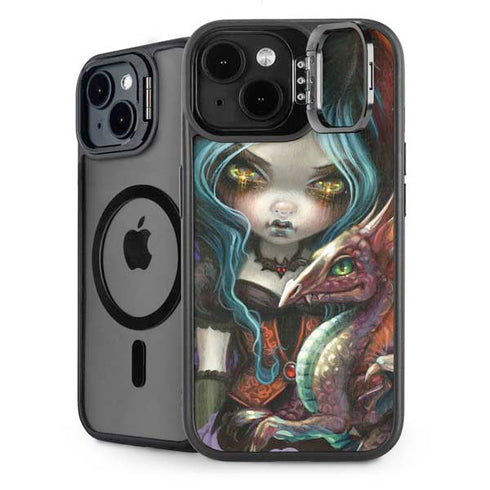 Gothic Vampire Fairy with Dragon & Skulls by Jasmine Becket-Griffith iPhone 15 Plus Kickstand Case