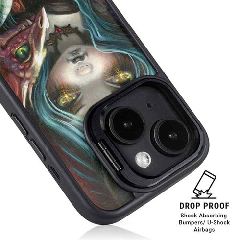 Gothic Vampire Fairy with Dragon & Skulls by Jasmine Becket-Griffith iPhone 15 Plus Kickstand Case