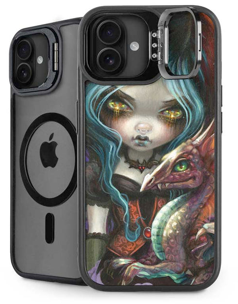 Gothic Vampire Fairy with Dragon & Skulls by Jasmine Becket-Griffith iPhone 16 Plus Kickstand Case