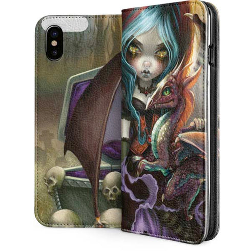 Gothic Vampire Fairy with Dragon & Skulls by Jasmine Becket-Griffith iPhone 8 Folio Case